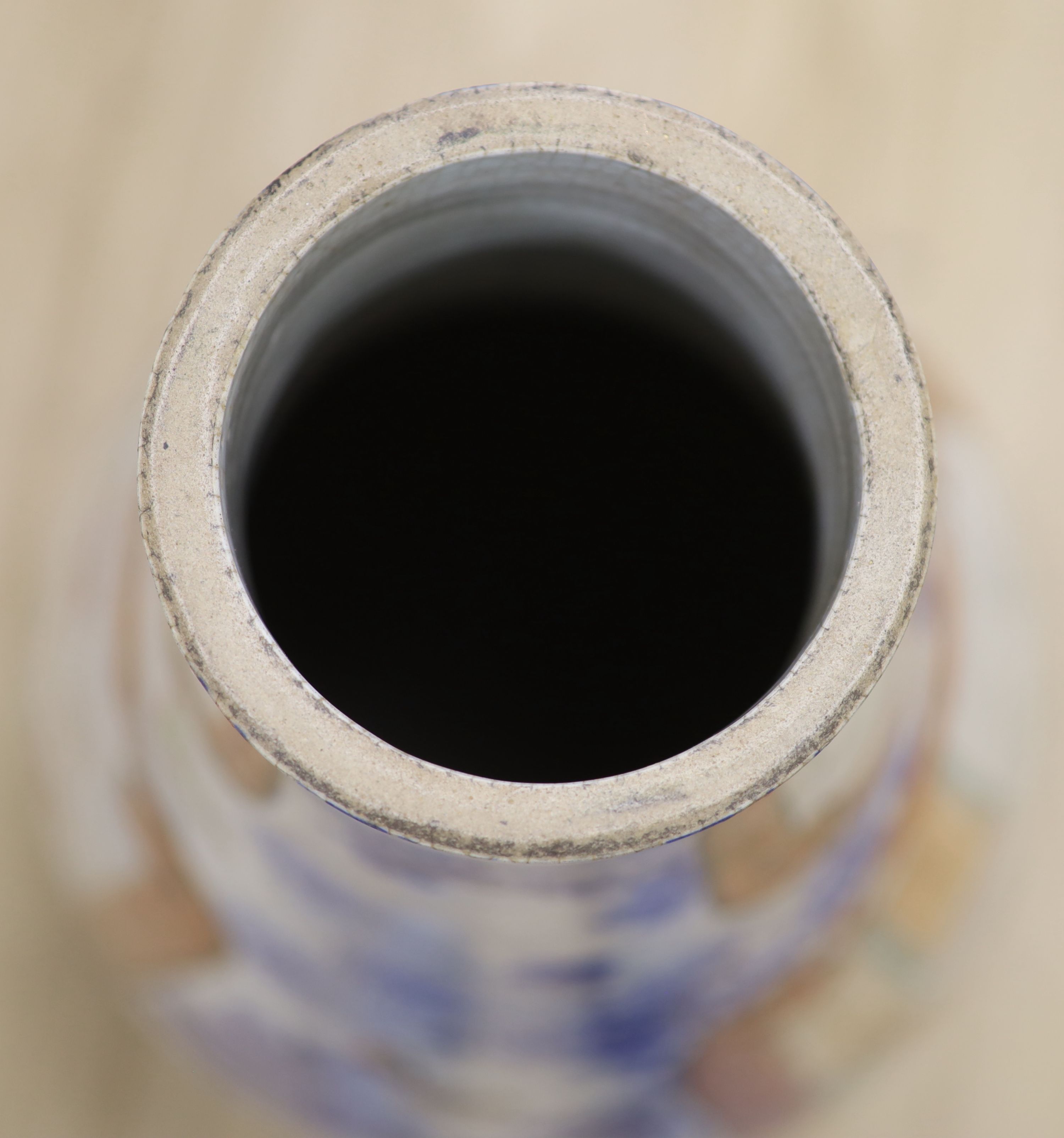 A large Japanese ceramic bottle vase, neck ground down, height 76cm